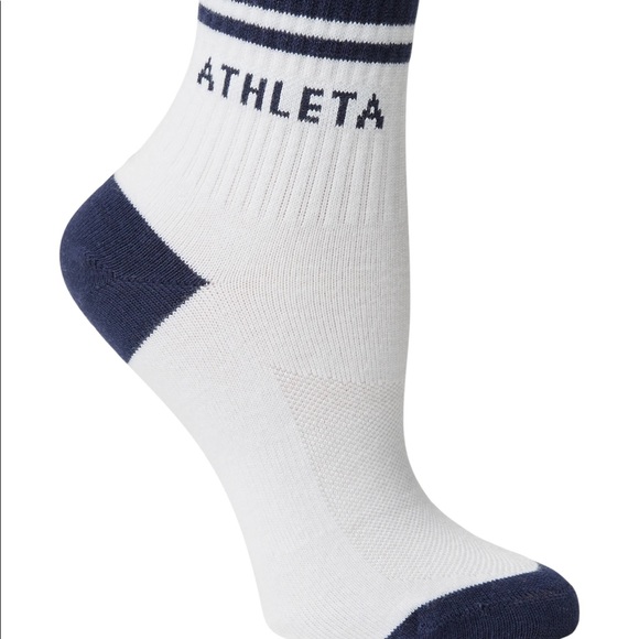 Athleta Retro Tennis Crew Socks SIZE S/M in Dress Blue - Picture 3 of 3
